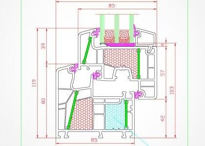 Croquis et coupes détaillés des fenêtres PVC