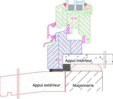 Fenêtre bois IV68 exemple de croquis - feuillure en rénovation 30