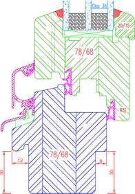 Fenêtre bois IV68 Feuillure pour appui de fenêtre : Intérieur: 30x8mm Extérieur: 30x12mm