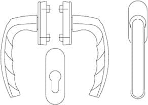 Poignée porte balcon avec serrure extérieure adaptée pour utilisation sans volet roulant
