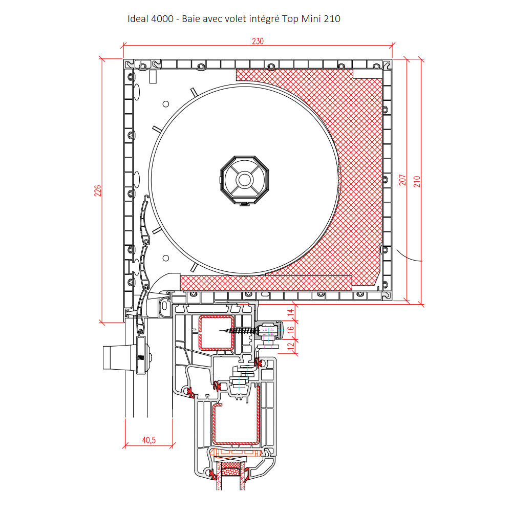 Ideal 4000 - Baie avec volet intégré Top Mini 210 