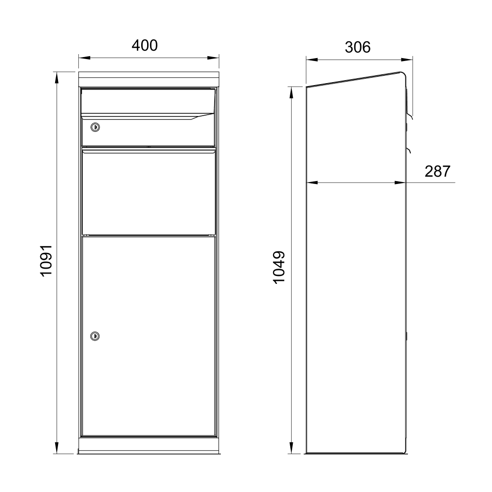 Boîte à colis MEFA Maple – dessin technique