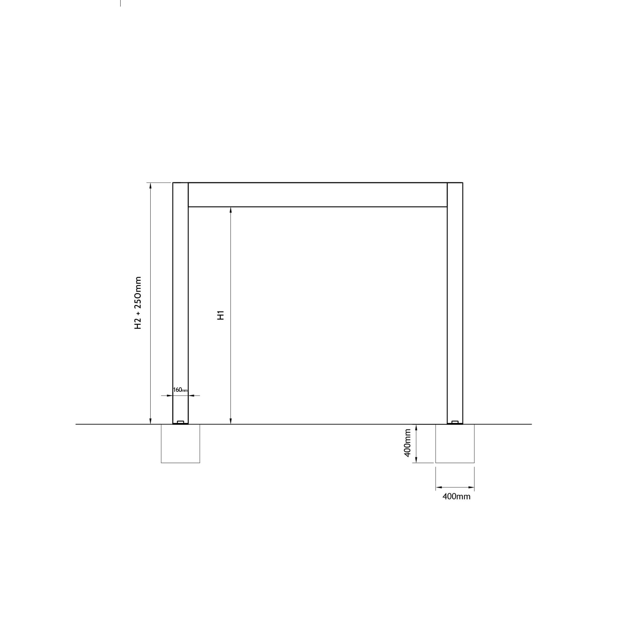 Hauteur de passage et fondations en béton Hauteur de passage et fondations en béton