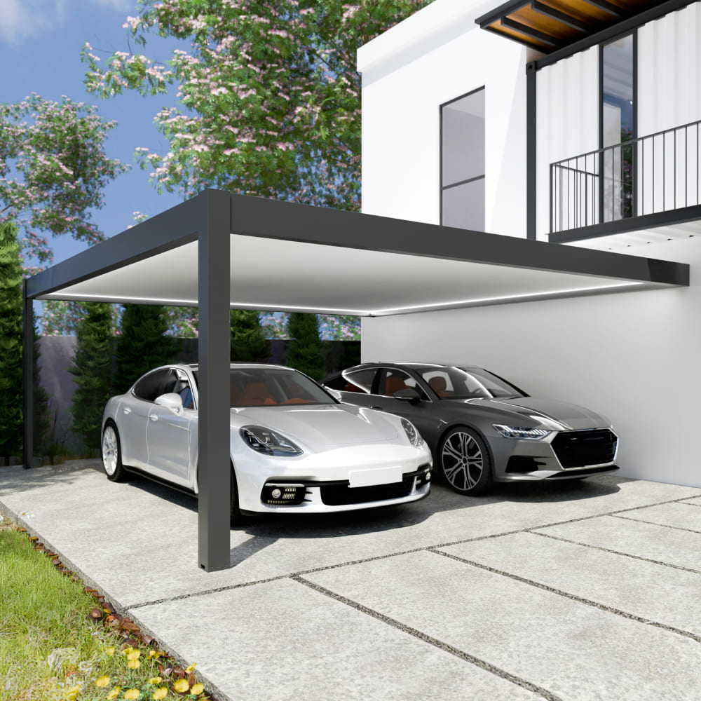 Carport pour deux voitures avec éclairage