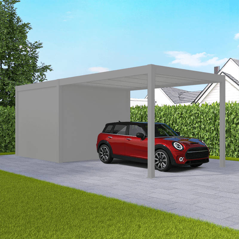 Carport avec abri de jardin aluminium blanc