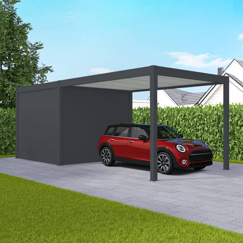 Carport avec abri de jardin gris anthracite