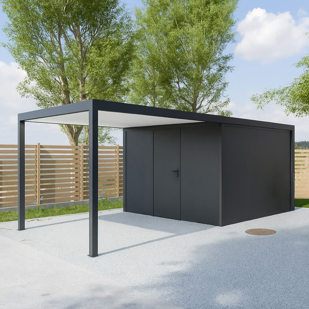 Carport avec abri de jardin 2m