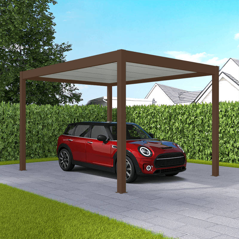Carport autoportant brun sépia