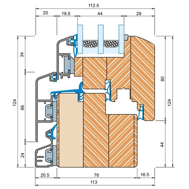 Section profilé bois-alu ECO IDEALU Classicline