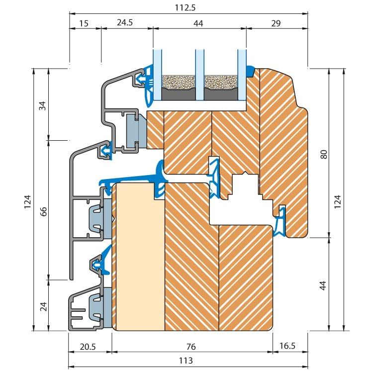 Section profilé bois-alu ECO IDEALU Trendline