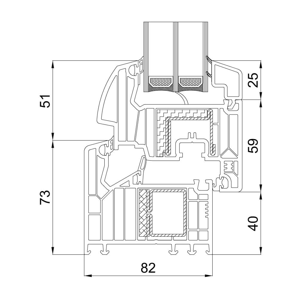 VEKA Softline 82 MD Passive croquis détaillés 