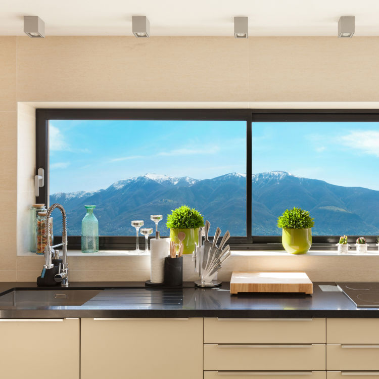 Fenêtre coulissante panoramique pour cuisine