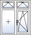 Fenêtre 2 vantaux oscillo-battant droite 2 impostes basculantes