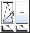 Fenêtre 2 vantaux oscillo-battant gauche 2 allèges basculantes