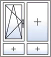 Fenêtre 2 vantaux oscillo-battant gauche 2 allèges fixes