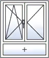 Fenêtre 2 vantaux oscillo-battant gauche battant droite allège fixe
