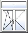 Fenêtre 2 vantaux oscillo-battant gauche battant droite imposte fixe