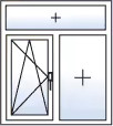 Fenêtre 2 vantaux oscillo-battant gauche imposte fixe