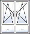Fenêtre 2 vantaux oscillo-battants 2 allèges fixe