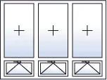 Fenêtre trois vantaux fixes 3 allèges basculantes