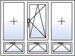 Fenêtre trois vantaux oscillo-battant centre 3 allèges basculantes