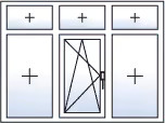 Fenêtre trois vantaux oscillo-battant centre 3 impostes fixes gauche