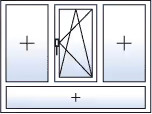 Fenêtre trois vantaux oscillo-battant centre allège fixe
