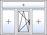 Fenêtre trois vantaux oscillo-battant centre imposte fixe gaucher