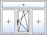 Fenêtre trois vantaux oscillo-battant centre imposte fixe