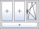 Fenêtre trois vantaux oscillo-battant droite allège fixe