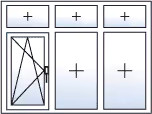 Fenêtre trois vantaux oscillo-battant gauche 3 imposte fixes