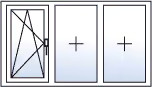 Fenêtre trois vantaux oscillo-battant gauche