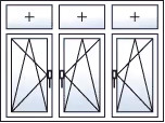 Fenêtre trois vantaux oscillo-battants 3 impostes fixes