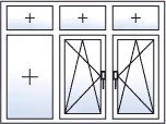 Fenêtre trois vantaux oscillo-battants centre droite 3 impostes fixes