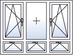 Fenêtre trois vantaux oscillo-battants droite gauche 3 allèges basculantes