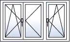 Fenêtre trois vantaux oscillo-battants droite gauche battant centre