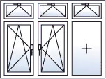 Fenêtre trois vantaux oscillo-battants gauche centre 3 impostes basculantes