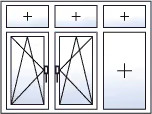 Fenêtre trois vantaux oscillo-battants gauche centre 3 impostes fixes