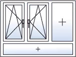 Fenêtre trois vantaux oscillo-battants gauche centre allège fixe