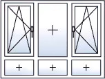 Fenêtre trois vantaux oscillo-battants gauche droite 3 allèges fixes