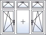 Fenêtre trois vantaux oscillo-battants gauche droite 3 impostes basculantes