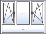 Fenêtre trois vantaux oscillo-battants gauche droite allège fixe