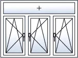 Fenêtre trois vantaux oscillo-battants imposte fixe