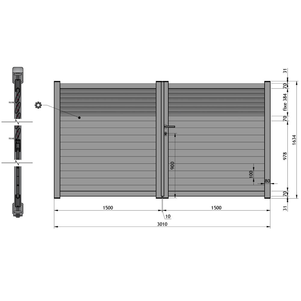 Portail battant 3010 x 1634 mm