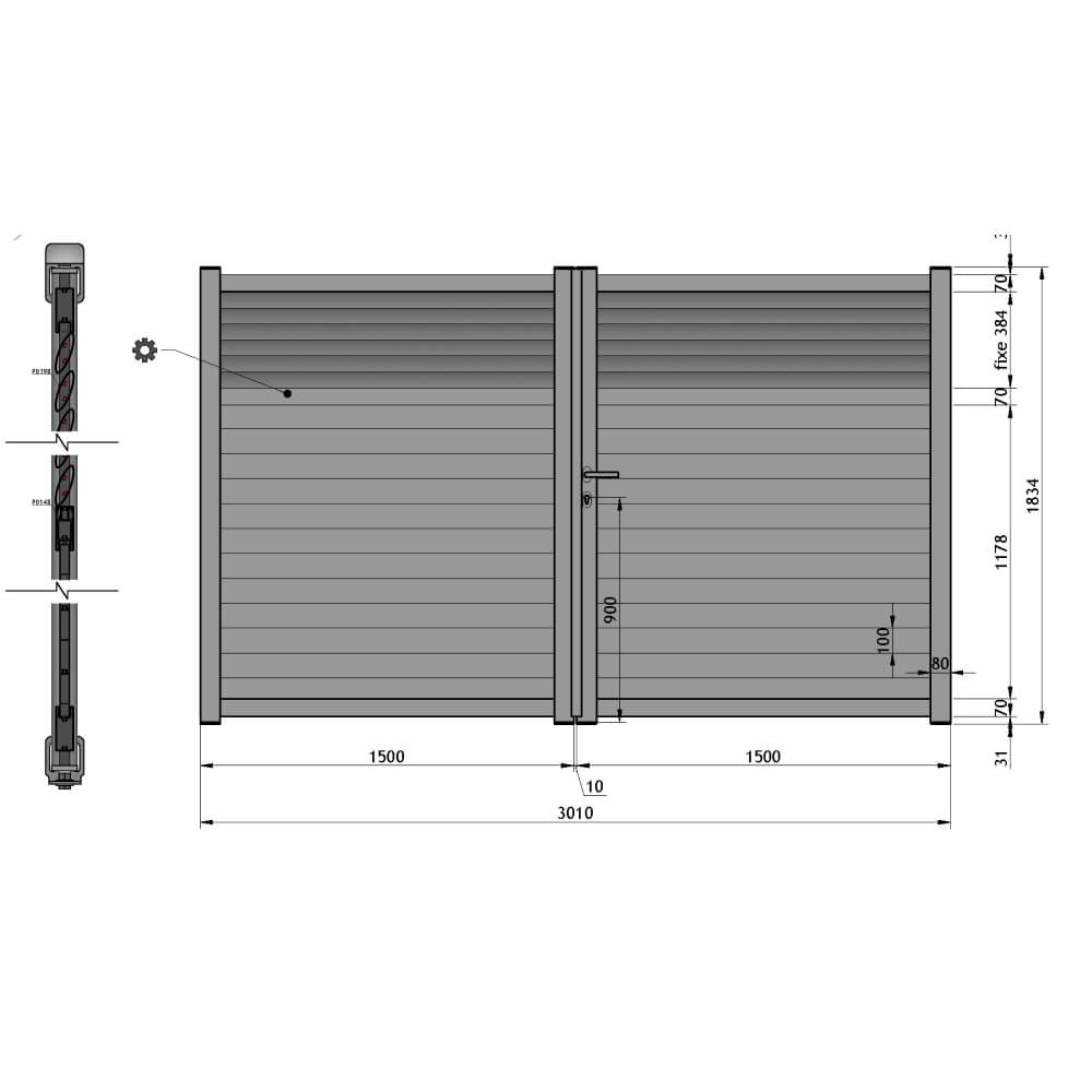 Portail battant 3010 x 1834 mm