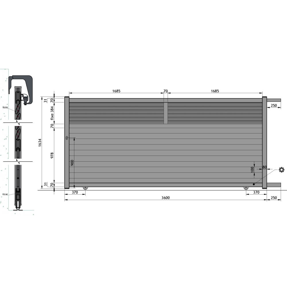 Portail coulissant 3600 x 1634 mm