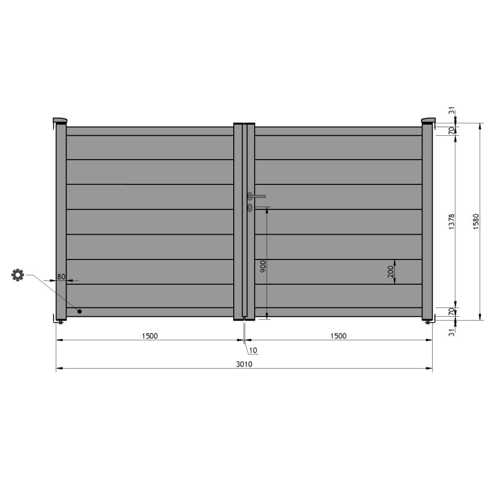Portail battant 3010 x 1580 mm
