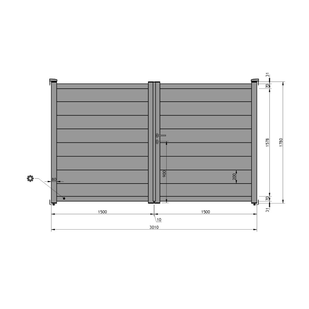 Portail battant 3010 x 1780 mm