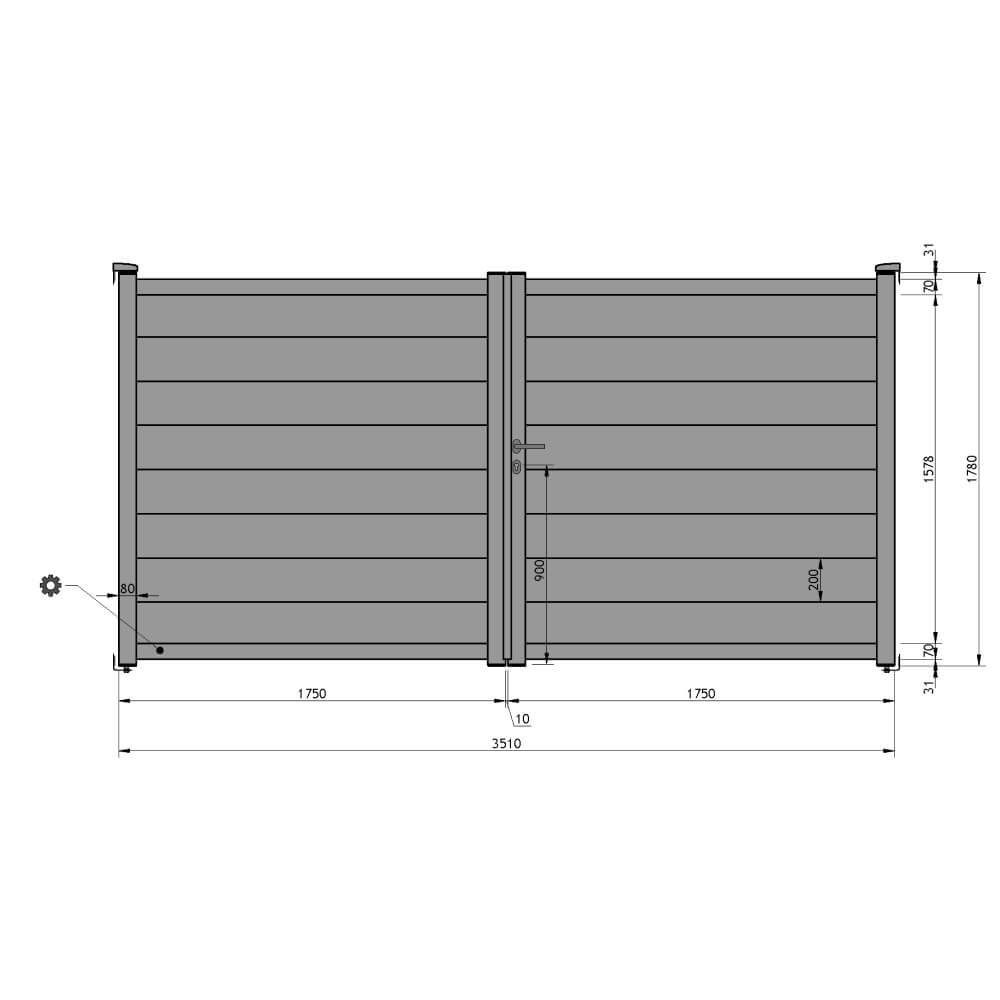 Portail battant 3510 x 1780 mm