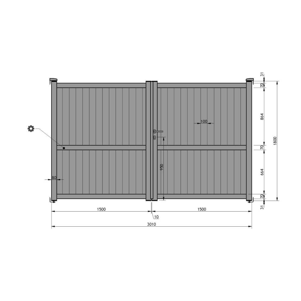 Portail battant 3010 x 1800 mm